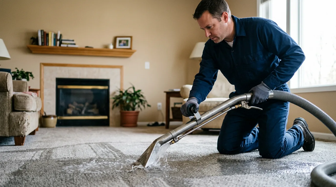 Water damage restoration technician working near Irving, NY